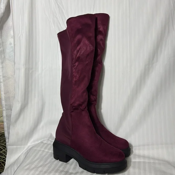 Charlotte Russe OVER THE KNEE BOOTS - BURGUNDY Women's Size 9 NWT - Picture 3 of 9
